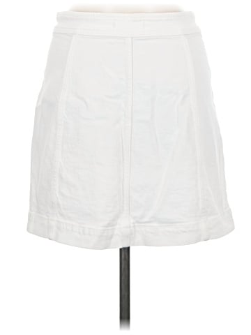 Madewell Stretch Denim A-Line Mini Skirt in Tile White: Button-Front Edition (view 2)