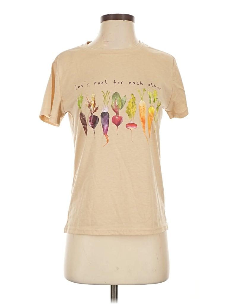 Pre-owned Shein Short Sleeve T-shirt In Tan