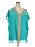 IMAN 100% Polyester Teal Short Sleeve Blouse Size 3X - photo 1