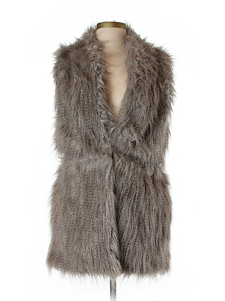 Zara Basic Solid Tan Faux Fur Vest Size 