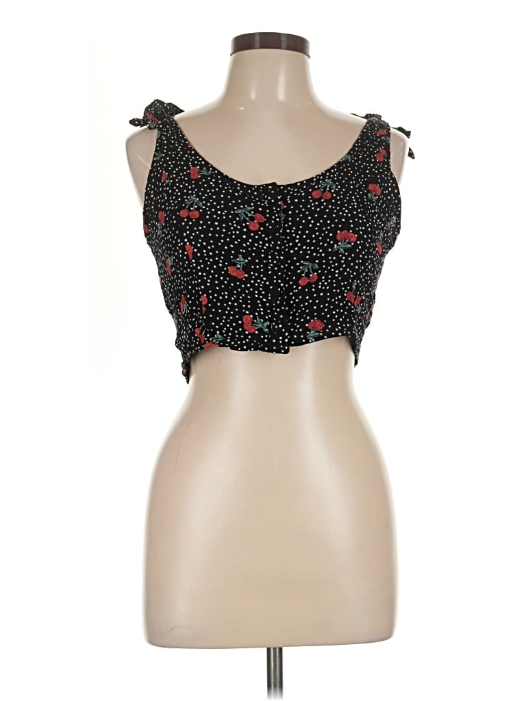 Pre-owned Amuse Society Sleeveless Top Black Sweetheart Neckline Tops