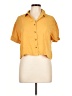 Rose + Olive 100% Rayon Yellow Short Sleeve Blouse Size L - photo 1