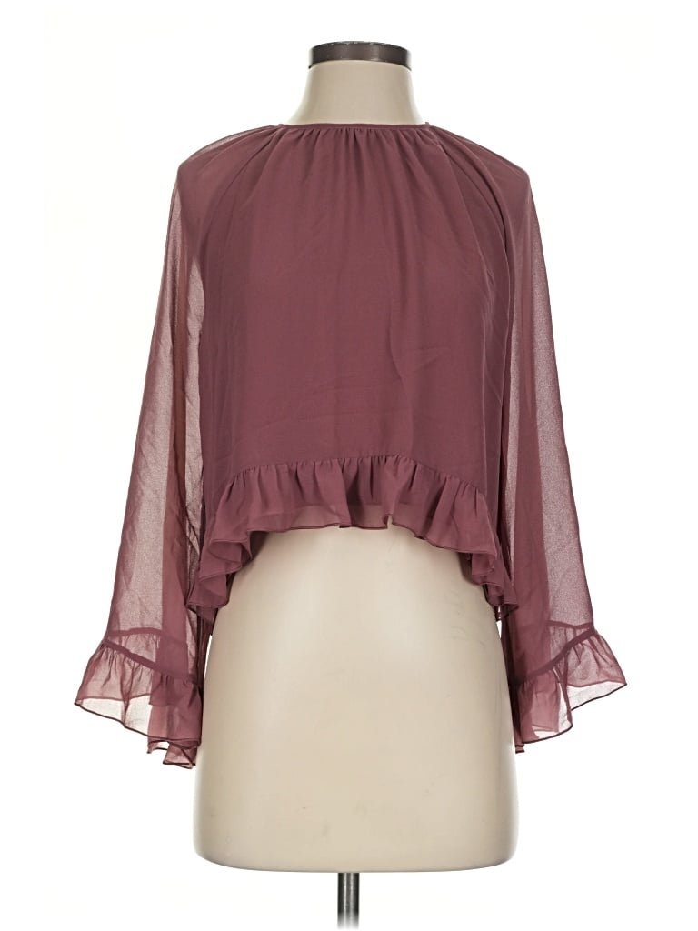 Pre-owned Wilfred 3/4 Sleeve Blouse In Burgundy
