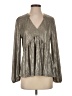 Kim & Cami Metallic Silver Long Sleeve Blouse Size S - photo 1