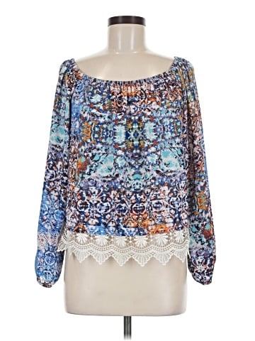 Aqua Long Sleeve Blouse (view 1)