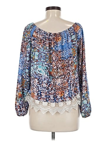 Aqua Long Sleeve Blouse (view 2)