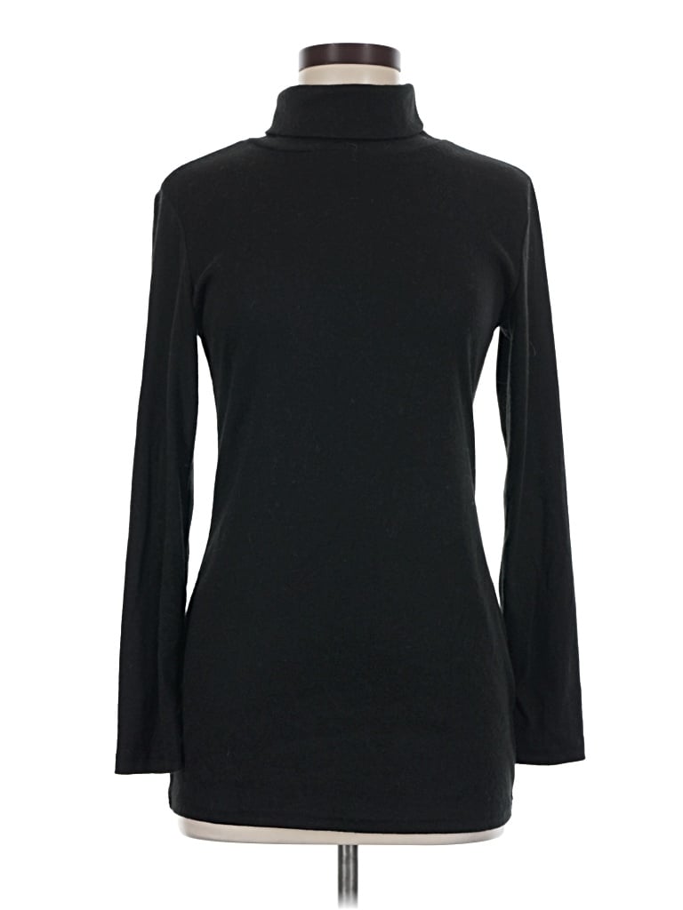 Pre-owned Allegra K Long Sleeve Turtleneck In Black