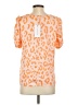Adrienne 100% Polyester Orange Short Sleeve Blouse Size S - photo 2