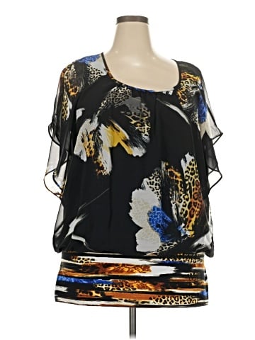 JM Collection Short Sleeve Blouse (view 1)