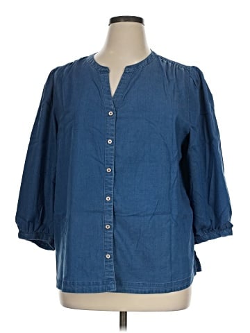 Gloria Vanderbilt 3/4 Sleeve Button-Down Shirt (view 1)