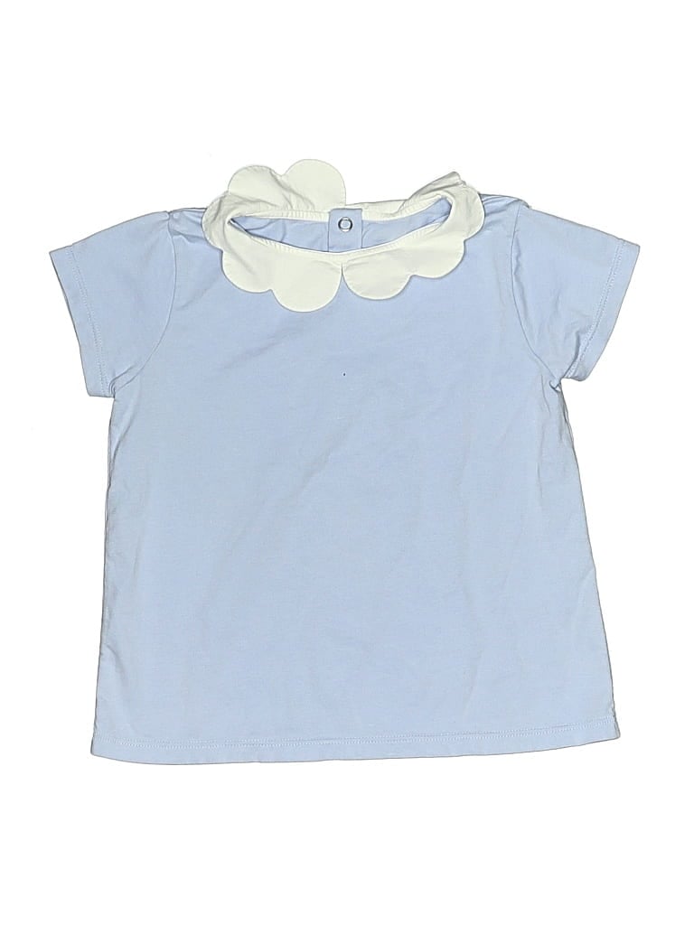 Pre-owned Jacadi Kids' Short Sleeve Top Blue Ruffles Neckline Tops