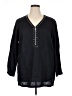 MICHAEL Michael Kors 100% Linen Black 3/4 Sleeve Blouse Size 1X - photo 1