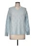 C by Bloomingdales 100% Cashmere Chevron-herringbone Blue Cashmere Pullover Sweater Size M - photo 1