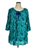 Catherines 100% Cotton Teal Short Sleeve Blouse Size 1X - photo 1