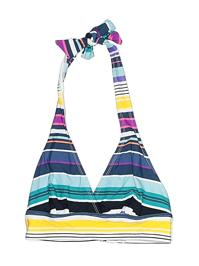 Pre-owned Anne Cole Swimsuit Top Blue Stripes Pattern Swimwear