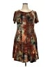 Connected Apparel Print Brown Casual Dress Size 18W - photo 1