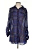 Guess Plaid Blue 3/4 Sleeve Button-Down Shirt Size S - photo 1