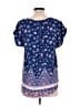 Pink Rose Blue Short Sleeve Blouse Size L - photo 2