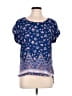 Pink Rose Blue Short Sleeve Blouse Size L - photo 1