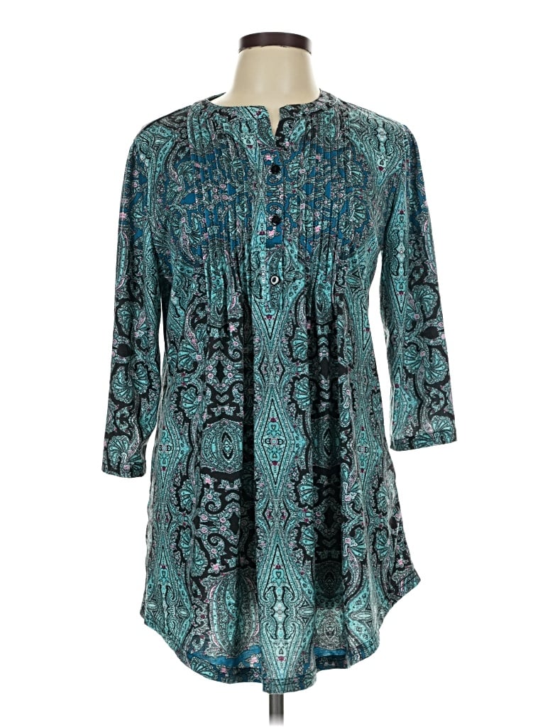Pre-owned Reborn 3/4 Sleeve Blouse In Teal