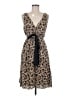 BCBGMAXAZRIA 100% Silk Animal Print Tan Casual Dress Size MedEstimated - photo 1