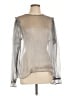Free People 100% Polyester Metallic Silver Long Sleeve Blouse Size L - photo 1