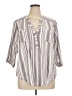 Torrid 100% Modal Stripes Gray 3/4 Sleeve Button-Down Shirt Size 1X Plus (1) - photo 1