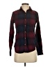 SO 100% Cotton Plaid Burgundy Long Sleeve Button-Down Shirt Size XS - photo 1
