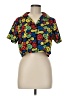 Romwe Print Yellow Short Sleeve Blouse Size 8 - 10 - photo 1