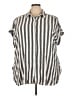 Jane and Delancey Stripes Silver Short Sleeve Button-Down Shirt Size 3X - photo 1