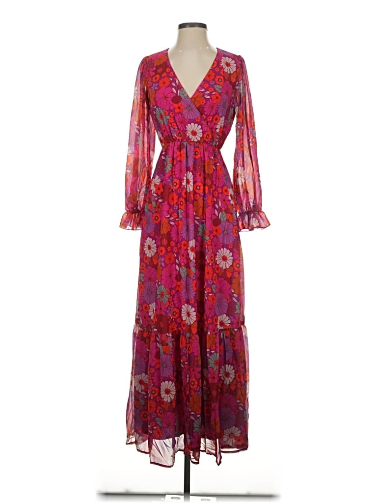 Pre-owned Pink Lily Casual Dress In Burgundy