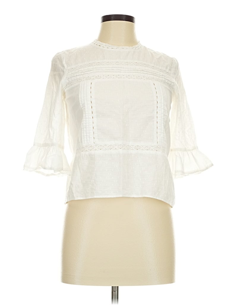Pre-owned Zara Trf 3/4 Sleeve Blouse In White