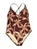 Kona Sol Print Brown One Piece Swimsuit Size L - photo 1