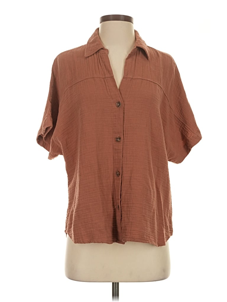 Pre-owned Mavi Short Sleeve Blouse In Brown