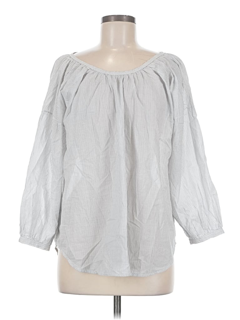 Pre-owned Everlane 3/4 Sleeve Blouse In Gray