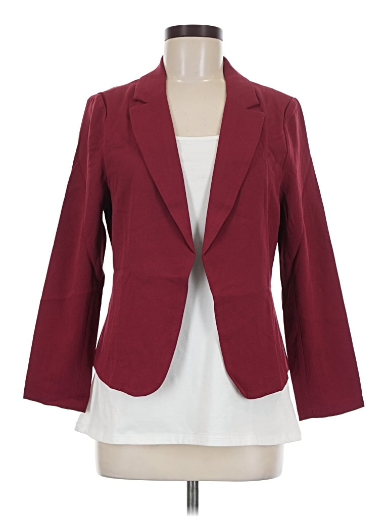 Pre-owned Allegra K Blazer Jacket In Burgundy