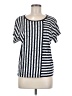 MICHAEL Michael Kors Stripes Silver Short Sleeve Top Size M - photo 1