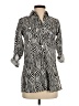 MICHAEL Michael Kors Animal Print Zebra Print Gray Silver 3/4 Sleeve Button-Down Shirt Size XS - photo 1