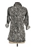 MICHAEL Michael Kors Animal Print Zebra Print Gray Silver 3/4 Sleeve Button-Down Shirt Size XS - photo 2