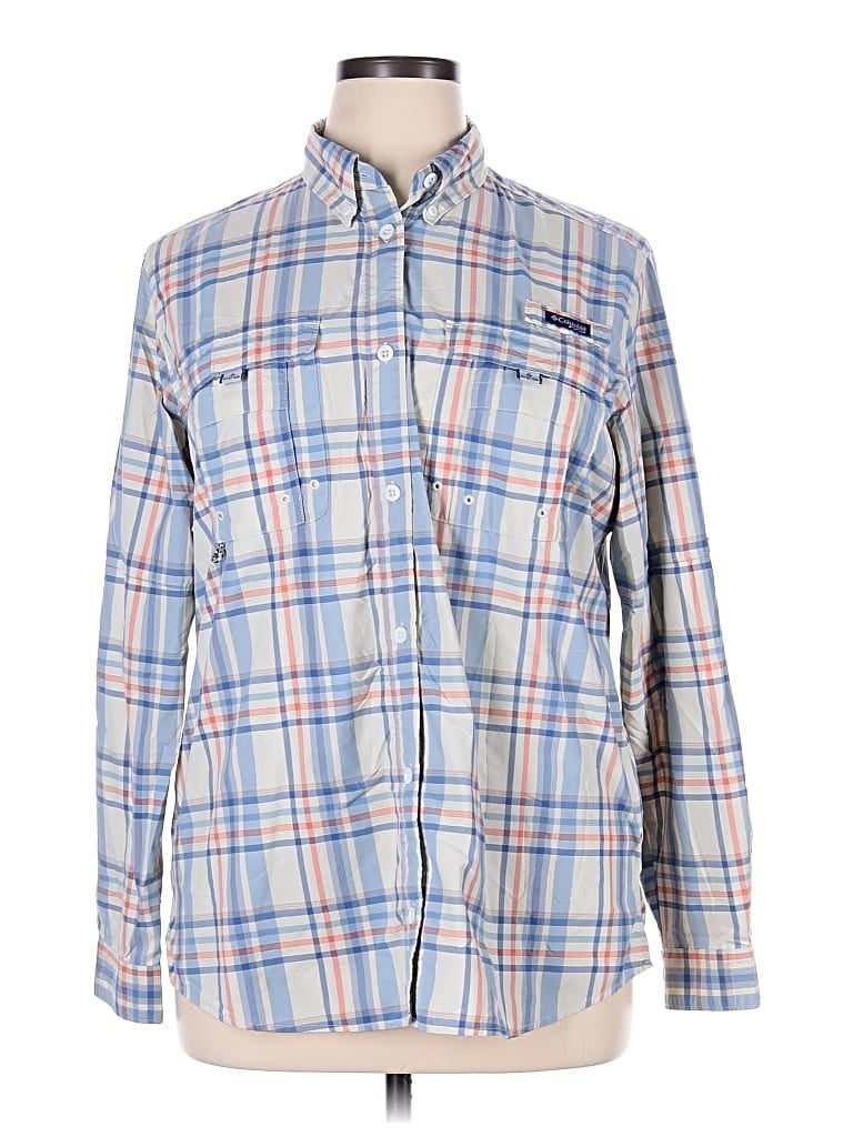 Pre-owned Columbia Long Sleeve Button Down Shirt In Blue