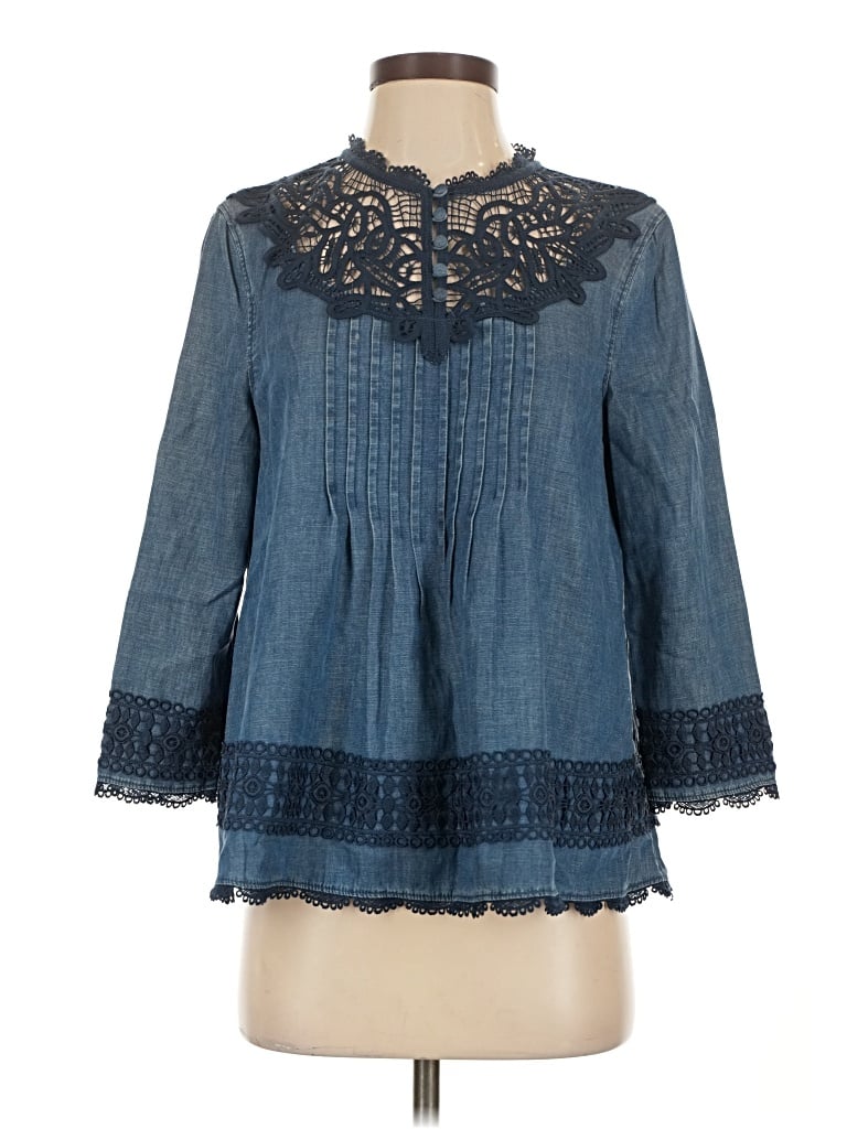 Pre-owned Holding Horses 3/4 Sleeve Blouse In Blue