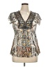 Energe by oneworld 100% Polyester Silver Short Sleeve Blouse Size XL - photo 1