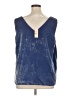Ann Taylor LOFT Solid Blue Sleeveless Blouse Size 16 - photo 2