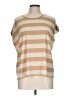 Cato 100% Polyester Stripes Tan Short Sleeve T-Shirt Size L - photo 1