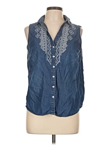 Vintage America Blues Sleeveless Button-Down Shirt (view 1)