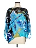 Chico's Floral Polka Dots Blue 3/4 Sleeve Blouse Size Lg (2) - photo 1