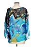 Chico's Floral Polka Dots Blue 3/4 Sleeve Blouse Size Lg (2) - photo 2