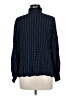 CAbi 100% Rayon Checkered-gingham Blue Long Sleeve Button-Down Shirt Size M - photo 2