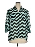 Sami & JO 100% Polyester Chevron-herringbone Teal 3/4 Sleeve Blouse Size XL - photo 1