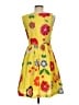 ModCloth 100% Cotton Print Yellow Casual Dress Size M - photo 2